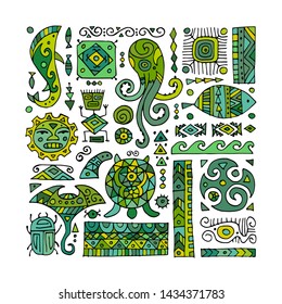 Ethnic handmade ornament for your design. Polynesian style