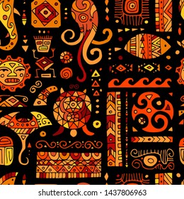 Ethnic handmade ornament for your design. Polynesian style, seamless pattern