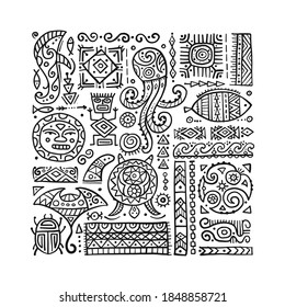 Ethnic handmade ornament for your design. Polynesian style. Vector illustration