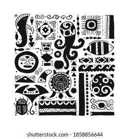 Ethnic handmade ornament for your design. Polynesian style. Vector illustration