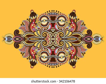 ethnic horizontal authentic decorative paisley pattern for your design, geometric ukrainian carpet ornamental background, vector illustration