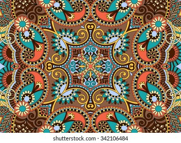 ethnic horizontal authentic decorative paisley pattern for your design, geometric ukrainian carpet ornamental background, vector illustration