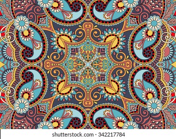 ethnic horizontal authentic decorative paisley pattern for your design, geometric ukrainian carpet ornamental background, vector illustration