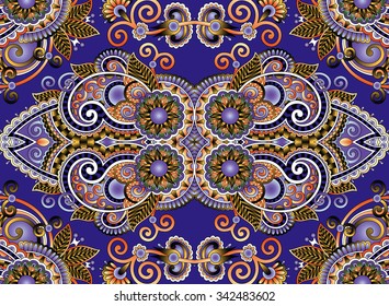ethnic horizontal authentic decorative paisley pattern for your design, geometric ukrainian carpet ornamental background, vector illustration