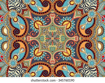 ethnic horizontal authentic decorative paisley pattern for your design, geometric ukrainian carpet ornamental background, vector illustration