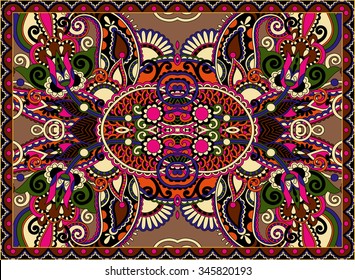 ethnic horizontal authentic decorative paisley pattern for your design, geometric ukrainian carpet ornamental background, vector illustration