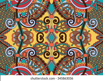 ethnic horizontal authentic decorative paisley pattern for your design, geometric ukrainian carpet ornamental background, vector illustration