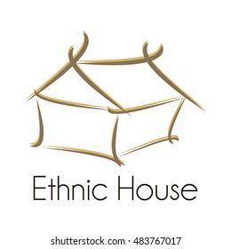 ethnic house Logo design template, icons, symbols, vector, abstract, set, shapes