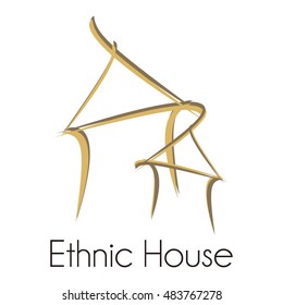 ethnic house Logo design template, icons, symbols, vector, abstract, set, shapes
