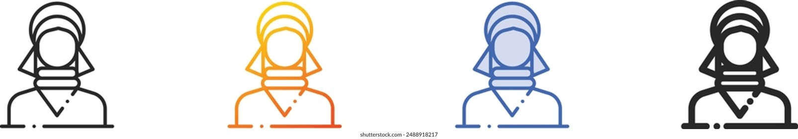 ethnic icon.Thin Linear, Gradient, Blue Stroke and bold Style Design Isolated On White Background