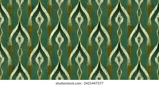 Ethnic Ikat abstract background art. Motif ethnic handmade beautiful Ikat art.Ikat ethnic tribal, boho colors seamless wallpaper. Illustration for greeting cards, printing and other design project.