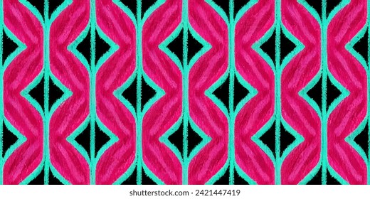 Ethnic Ikat abstract background art. Motif ethnic handmade beautiful Ikat art.Ikat ethnic tribal, boho colors seamless wallpaper. Illustration for greeting cards, printing and other design project.
