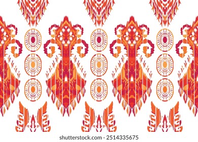 Ethnic Ikat abstract background art, greeting cards, printing products."This content was created using vector drawing tools and software, not generated by AI"