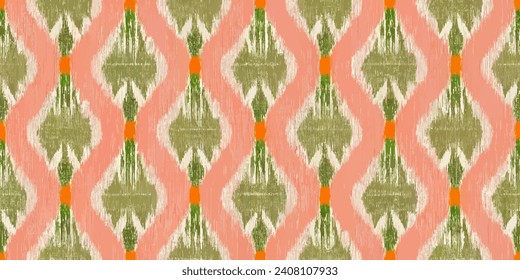 Ethnic Ikat abstract background. Ikat ethnic tribal, boho colors seamless wallpaper. Motif ethnic handmade seamless.Illustration for greeting cards, printing and other design project.