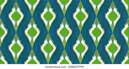 Ethnic Ikat abstract background. Ikat ethnic tribal, boho colors seamless wallpaper. Motif ethnic handmade seamless.Illustration for greeting cards, printing and other design project.