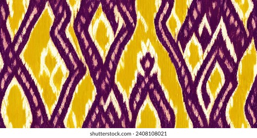 Ethnic Ikat abstract background. Ikat ethnic tribal, boho colors seamless wallpaper. Motif ethnic handmade seamless.Illustration for greeting cards, printing and other design project.