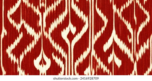 Antecedentes abstractos de Ikat étnico. Tribus étnicas Ikat, tapicería sin fisuras de colores boho. Motif étnico hecho a mano sin costura. Ilustración para tarjetas de felicitación, impresión y otro proyecto de diseño.