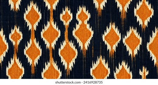 Ethnic Ikat abstract background. Ikat ethnic tribal, boho colors seamless wallpaper. Motif ethnic handmade seamless.Illustration for greeting cards, printing and other design project.