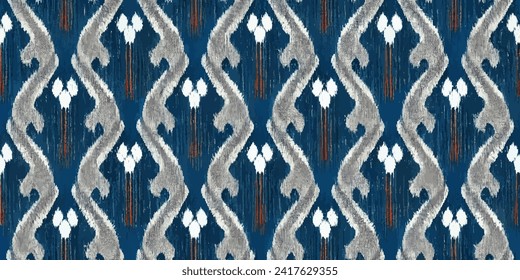 Ethnic Ikat abstract background. Ikat ethnic tribal, boho colors seamless wallpaper. Motif ethnic handmade seamless.Illustration for greeting cards, printing and other design project.