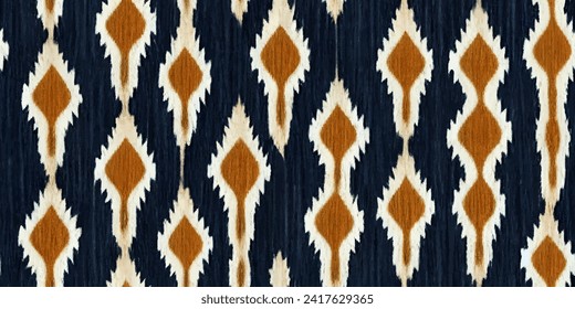 Ethnic Ikat abstract background. Ikat ethnic tribal, boho colors seamless wallpaper. Motif ethnic handmade seamless.Illustration for greeting cards, printing and other design project.