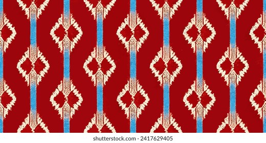 Ethnic Ikat abstract background. Ikat ethnic tribal, boho colors seamless wallpaper. Motif ethnic handmade seamless.Illustration for greeting cards, printing and other design project.