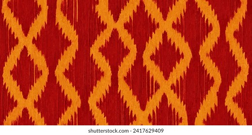 Ethnischer, abstrakter Hintergrund der Ikat. Ikat ethnischen Stamm, boho färbt nahtlose Tapete. Motif ethnische Handmade nahtlos.Illustration für Grußkarten, Druck und andere Design-Projekt.