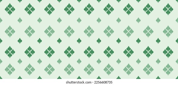 Ethnic ikat abstract fabric pastel green tone for textile design, wallpaper, carpet, curtain, wrapping paper, bag pattern, clothes.