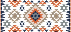 Ethnic Ikat Art. Ikat Pattern In Tribal, Embroidery Mexican Style. Aztec Geometric Art Ornament Print.Design For Carpet, Wallpaper, Clothing, Wrapping, Fabric, Cover, Textile. Orange Black Background.