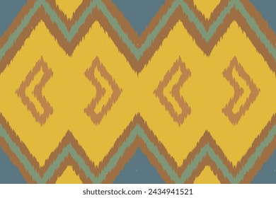 Ethnic Ikat Art. Ikat Pattern in Tribal, Embroidery Mexican Style. Aztec Geometric Art Ornament print.design for Carpet, Wallpaper, Clothing, Wrapping, Fabric, Cover, Textile. Orange Black Background.