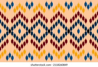 Ethnic Ikat art. Seamless pattern in tribal and folk embroidery. Design for carpet, wallpaper, clothing, wrapping, fabric, cover, textile.