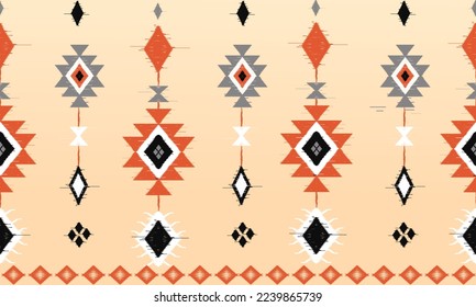 Arte étnico de los ikat. Patrón sin foco en el estilo tribal, popular y mexicano. Impresión de ornamentos de arte geométrico azteca. Diseño de alfombra, cubierta. papel pintado, envoltura, tela, ropa