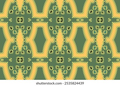 Patrón sin fisuras hermoso ikat étnico. Estilo mexicano a rayas. Nativo tradicional. Diseño para el fondo, Fondo de pantalla, Ilustración vectorial, tela, ropa, batik, alfombra, bordado.