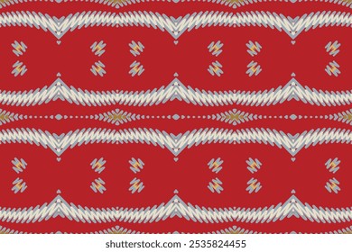 Patrón sin fisuras hermoso ikat étnico. Estilo mexicano a rayas. Nativo tradicional. Diseño para el fondo, Fondo de pantalla, Ilustración vectorial, tela, ropa, batik, alfombra, bordado.