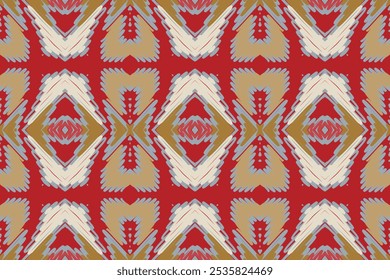Patrón sin fisuras hermoso ikat étnico. Estilo mexicano a rayas. Nativo tradicional. Diseño para el fondo, Fondo de pantalla, Ilustración vectorial, tela, ropa, batik, alfombra, bordado.