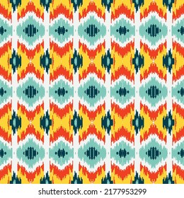 Ethnic ikat chevron and ikat diamond Geometric pattern background Traditional pattern on the fabric in Indonesia and other Asian countries.