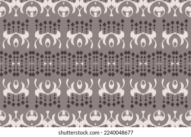Diseño vectorial digital de patrón sin fisuras de batik de damasco de ikat de origen étnico para Print saree Kurti Borneo Tejidos símbolos de pincel de malla de algodón