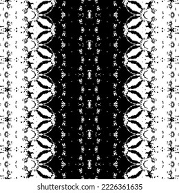 Ethnic Ikat Dark Print. Native Ink Doodle Batik. Black Colour Art Scribble Texture. Black Color Indian Pattern. Simple Ethnic Boho Vector. Seamless Aztec Art Pattern. Abstract Ink Tribal Repeat