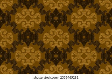Ethnic ikat design Aztec tribal african art. Seamless pattern in tribal, folk embroidery, and Mexican style. Geometric ornament. Design for print fabric carpet, wallpaper, clothing, wrapping, fabric,