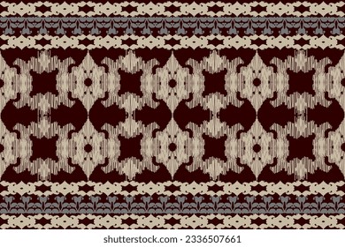 Ethnic ikat design Aztec tribal african art. Seamless pattern in tribal, folk embroidery, and Mexican style. Geometric ornament. Design for print fabric carpet, wallpaper, clothing, wrapping, fabric
