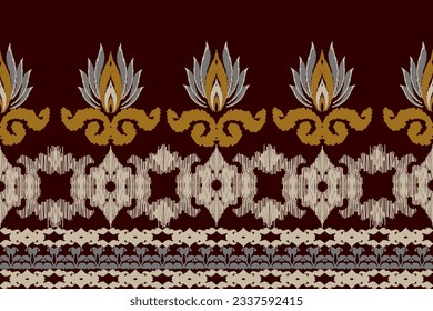 Ethnic ikat design Aztec tribal african art. Seamless pattern in tribal, folk embroidery, and Mexican style. Geometric ornament. Design for print fabric carpet, wallpaper, clothing, wrapping, fabric