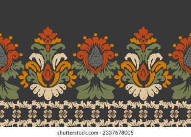 Ethnic ikat design Aztec tribal african art. Seamless pattern in tribal, folk embroidery, and Mexican style. Geometric ornament. Design for print fabric carpet, wallpaper, clothing, wrapping, fabric