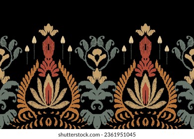 Ethnic ikat design Aztec tribal african art. Seamless pattern in tribal, folk embroidery, and Mexican style. Geometric ornament. Design for print fabric carpet, wallpaper, clothing, wrapping, fabric