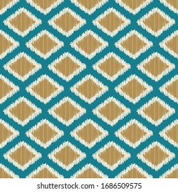 Ethnic ikat diamond pattern.Vector seamless illustration.  Image for printing on paper, wallpaper, covers, fabrics.