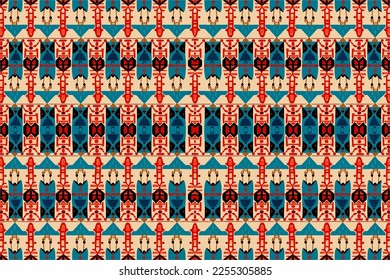 Ethnic ikat egyptian hieroglyphs pattern. Abstract traditional folk antique tribal graphic line. Texture textile fabric ethnic egyptian patterns vector. Ornate elegant luxury vintage retro style.