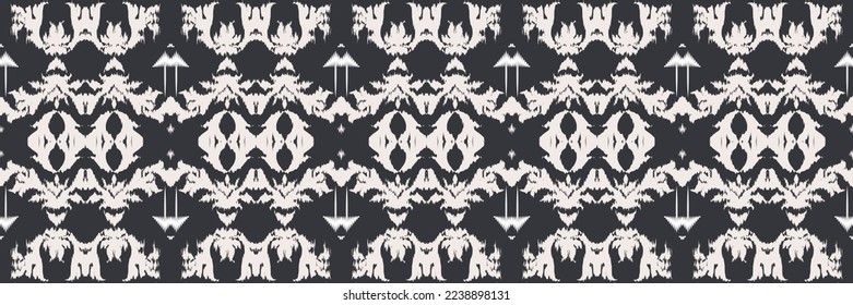 Ethnic ikat fabric batik textile seamless pattern digital vector design for Print saree Kurti Borneo Fabric border brush symbols swatches party wear
