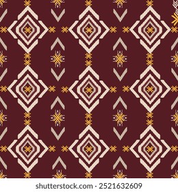 Padrão de tecido ikat étnico, tom marrom. Quadrado e em forma de diamante padrões para fundos, papéis de parede, ilustrações vetoriais, tecidos, roupas, batik, tapetes, cobertores e decorações, conforme desejado.