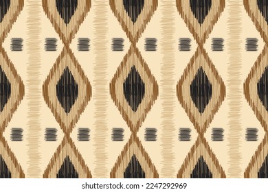Ethnic Ikat fabric pattern geometric style.African Ikat embroidery Ethnic oriental pattern white brown cream background. Abstract,vector,illustration. For texture,clothing,wrapping,decoration,carpet.