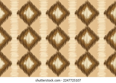 Ethnic Ikat fabric pattern geometric style.African Ikat embroidery Ethnic oriental pattern white brown cream background. Abstract,vector,illustration. For texture,clothing,wrapping,decoration,carpet.