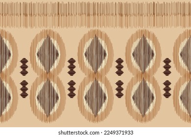 Estilo geométrico del patrón de tela de Ikat de origen étnico. bordado de ikat de origen africano Patrón étnico oriental color crema marrón blanco. Resumen,vector,ilustración. Para textura, ropa, envoltura, decoración, alfombra.