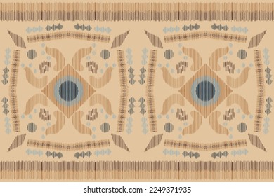 Ethnic Ikat fabric pattern geometric style.African Ikat embroidery Ethnic oriental pattern white brown cream background. Abstract,vector,illustration. For texture,clothing,wrapping,decoration,carpet.